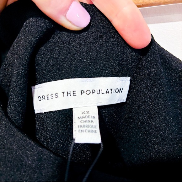 DRESS THE POPULATION Black one shoulder Tiffany dress - Picture 4 of 8